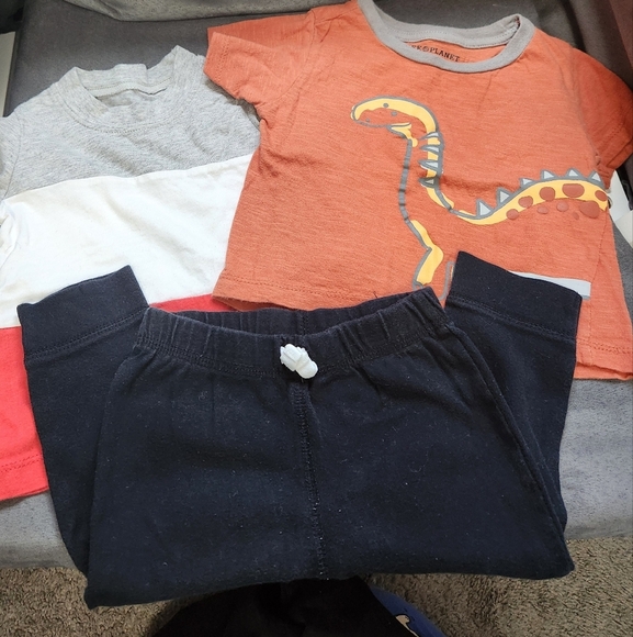 Carter's Orange Dinosaur Tee and Black Pants Set - Picture 1 of 4